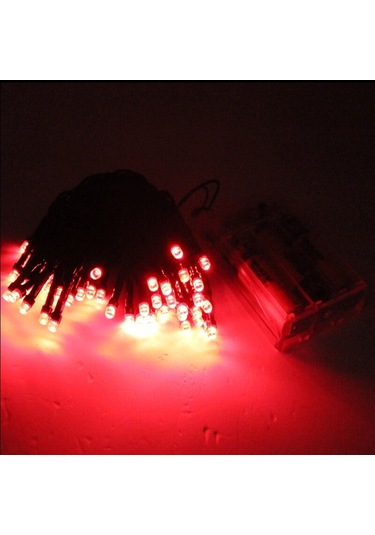 Pilli Ve Animasyonlu 50 Led X 5 Mt - Kırmızı Led Işık