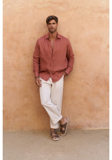 Mai Collection Lorenza Kemer Detay Ekru Erkek Pantolon Ekru