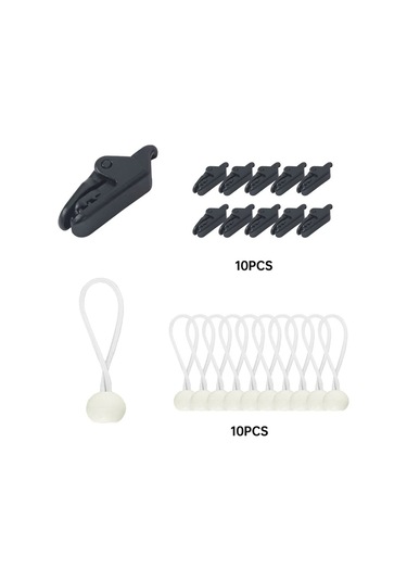 Elmpaly Ağır Hizmet Siyah Çadır İpi 10 Adet Beyaz Çadır Klipsli Top İpi 122 Lbs Çekme Dayanımı