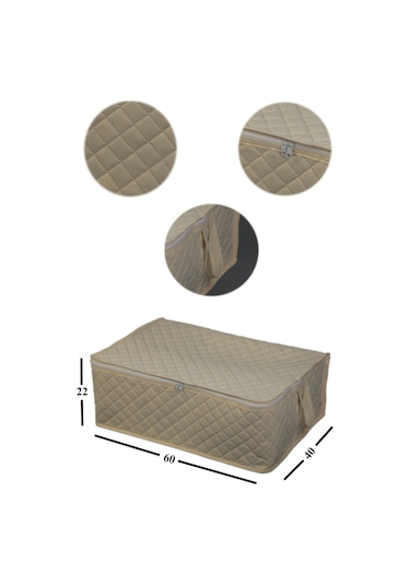 Adarya Home Çekyat Baza Tipi  Hurç-Baza Alti Kazak-Yastik-Pike Saklama Hurcu 22 x 40 x 60 Krem