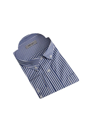Uki Mavi Çizgili Comfort Fit Gömlek Mavi