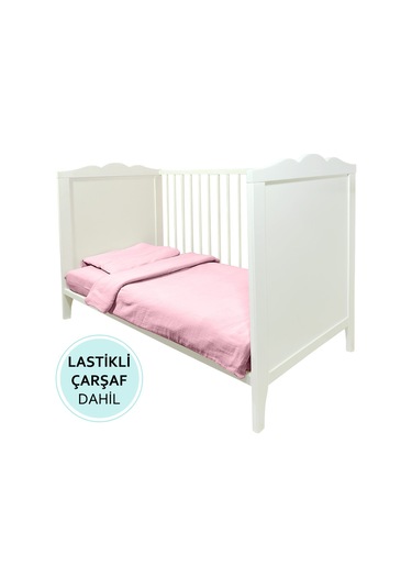 4 Katlı Müslin Bebek Nevresim Takımı Uyku Seti %100pamuk Pembe