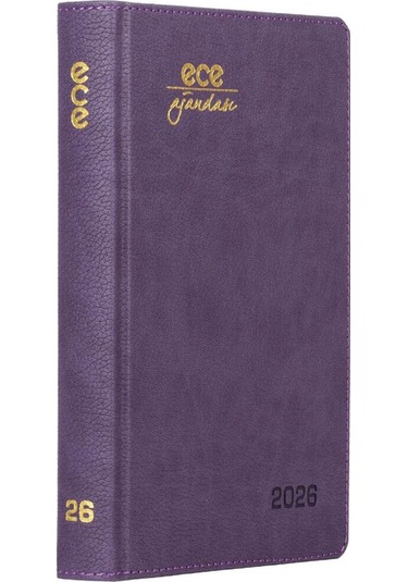 Ece Ajandası Kemer 2026 Mor - Günlük Çizgili Sert Kapak 14x20 Mor