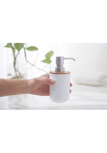Bambu Ahşap Sıvı Sabunluk Şampuan Şişesi El Temizleyici Duş Jeli Sabun Şişesi El Sabunu Dispenseri