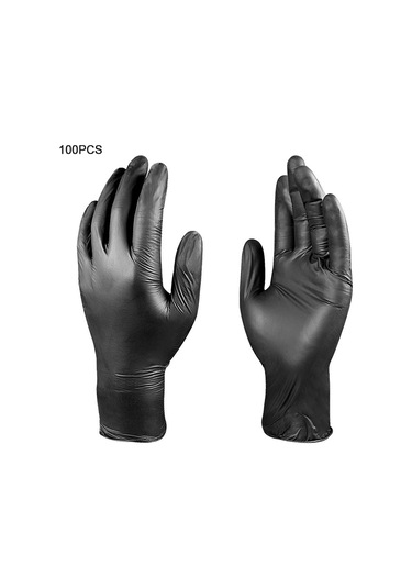 Suofeng "100 Adet Nitril Eldiven - Latex İçermez, Tozsuz, Dayanıklı, Yağa Ve Kimyasallara Dayanıklı" Siyah