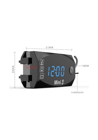 Gerilim Saat Ve Sıcaklık 3'ü 1 Arada Led Elektronik Metre Büyük Ekran Dijital Ekran Su Geçirmez Ve Toz Geçirmez Voltmetre Yeşil Işık Yeşil