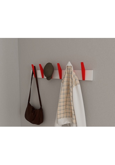 Hepsi3boyutlu Modern Duvar & Kapı Kanca Askılık - 6 Adet Kırmızı Kanca Askılık - Model No : 4 Kırmızı