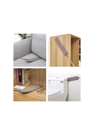 Geeksen Uzatılabilir Gömlek Altı Temizleme Aleti - Ultra İnce Lif Fırça, Ev İçi Toz Temizliği, 1.4m Boyunda, Toz Fırçası + Kumaş Örtü + Gömlek Kolu Seti Gri