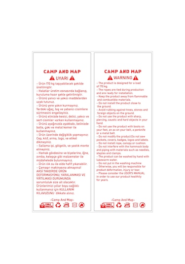 Camp And Map Cibinlikli Hamak 175 Kg Taşıma - Turuncu Turuncu