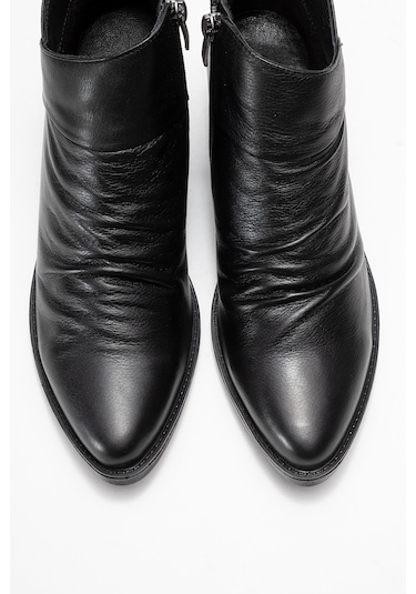 Rule Siyah Hakiki Deri Kadın Kalın Topuklu Bot Siyah