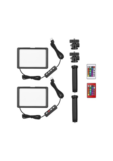 Andoer Rgb Dolgu Işığı Led Video Işıkları Siyah 2'li Paket Siyah