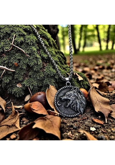 Kral Kurt Türk Madalyon Kurt Kolyesi Kolye Gri