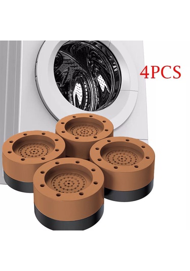Tineke Beyaz Eşya Ayağı Çamaşır Makinesi Mobilya Titreşim Önleyici Kaydırmaz 8,5 Cm Yükseltici 4 Lü Kahverengi Kahverengi