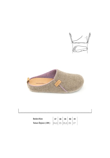 Gezer Kışlık Keçe Comfort Taban Kadın Ev Bahçe Terlik Bej