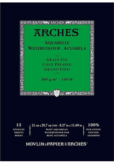 Arches Suluboya Defteri Blok Soğuk Baskı 300 G 21x29 Cm. 12 Yp