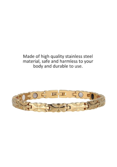 Tenfowee Stainless Steel Kadın Bileklik - Altın Renkli Çiçek Desenli, Dayanıklı Ve Renk Tutucu, Modern Stilde Günlük Kıyafetlere Uyumlu Hediyelik Gold