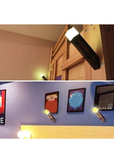 Minecraft Meşale Madenci Gece Led Gece Işığı Kahverengi