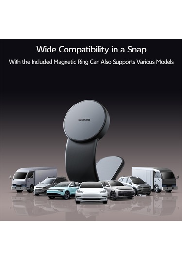 Samdoo Android Cihazlar İçin 360 Dönebilen Manyetik Araç Tutucu - 40n Güçlü Manyetik, Çok Yüzey Uyumlu, Siyah