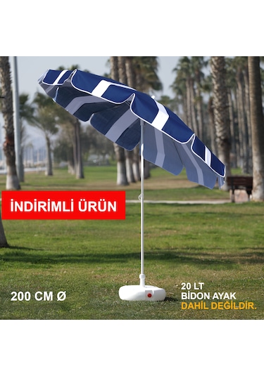 Lacivert - Beyaz Plaj Şemsiyesi 200 Cm Ø