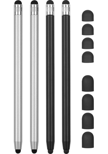 Singree 2si 1 Arada Tüm Tabletler Telefonlar İçin 8 Yedek Uçlu Dokunmatik Kalem Seti Siyah 2 Gri 2