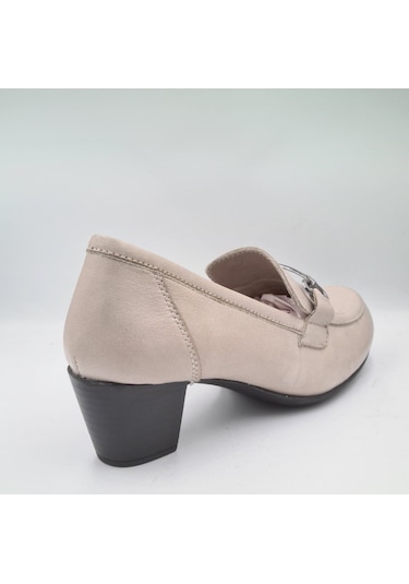 Mammamia D24ya-3845 Gri Deri Topuklu 5cm Kadın Klasik Ayakkabı Gri