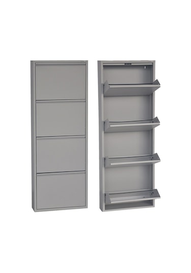 4'lü Metal Ayakkabılık - Gri