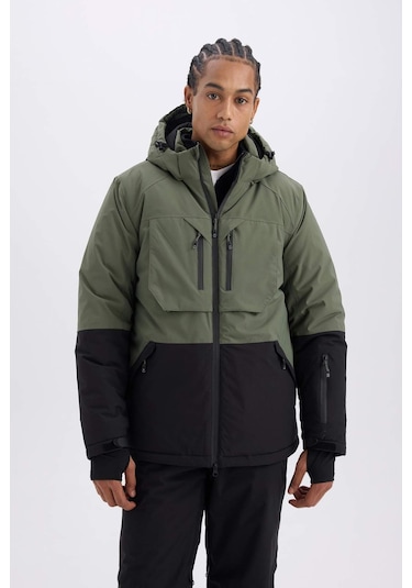 DeFactoFit Kayak Montu Su İtici Rüzgar Geçirmez Kapüşonlu Fermuarlı Eldiven Detaylı Ultra Korumalı A7114AX24WNKH109