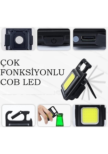 Cob Mini Led El Feneri Karabinalı Mıknatıslı Su Geçirmez 800mah