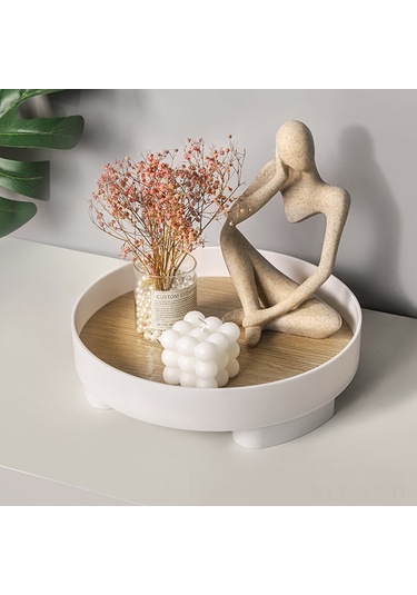 Wezone Ahşap Mutfak Makyaj Dolabı Taşıyıcı: Beyaz Büyük Boy Organize Edici Tabak, Parfüm Kozmetik Meyve Depolama Kutusu