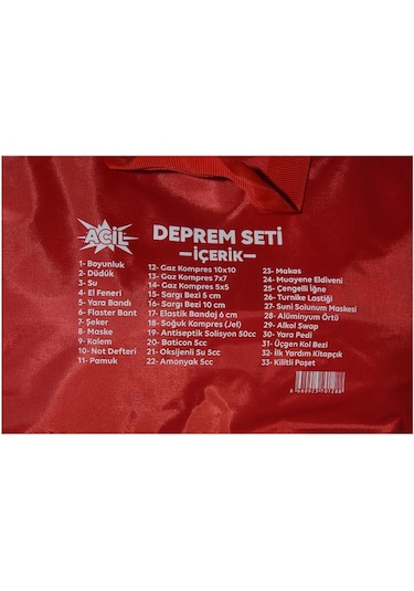 Kkdavm Deprem Çantası Afet ve Acil Durum Ilk Yardım Seti