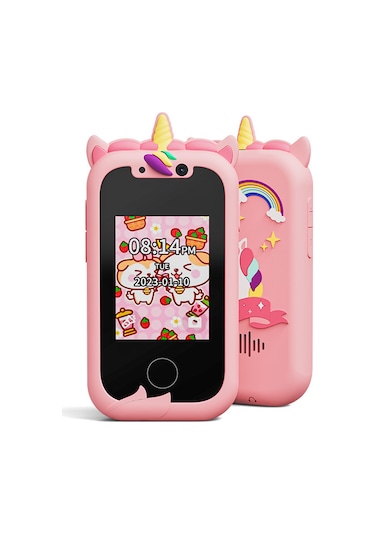 Çocuklar İçin Telefon, 3 4 5 6 7 8 9 10 11 12 Yaşındaki Kızlar/erkekler İçin Oyuncak Telefon, Küçükler İçin Dokunmatik Ekran Telefonu Öğrenme Oyuncağı, Video İle Çocuk Kamerası, Kızlar İçin 512mb Pembe