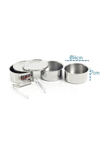 Abant Çelik 3'Lü Sefertası Yemek Taşıma Kabı - 14 X 7  Cm Çok Renkli