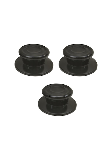 3'Li Siyah Lüks Tencere Tava Sahan Cam Kapak Kulpu