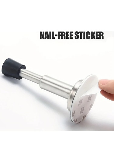 Sunshine011 1 Adet Duvara Monte Hidrolik Kapı Tutucu, Gümüş Renk, Delme Çivileme Yok