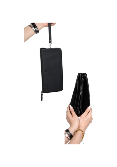 Mft Leather Hakiki Deri Unisex El Çantası Viento 2225 Flother Mat Siyah