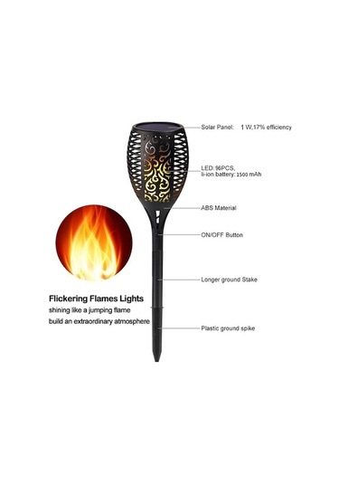 Novahub 96 Led Güneş Alev Işığı Açık Bahçe Çim Işığı Bahçe Peyzaj Meşale Işığı, Güzel Görünüşlü 3467