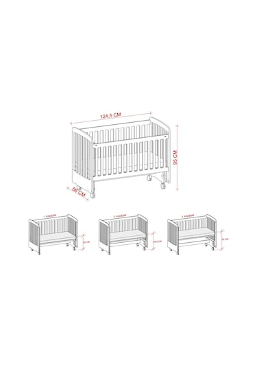 Meltem Kids Woody Anne Yanı Ahşap Sallanır Beşik 60 x 120 CM (Beyaz - Kuzu) Beyaz