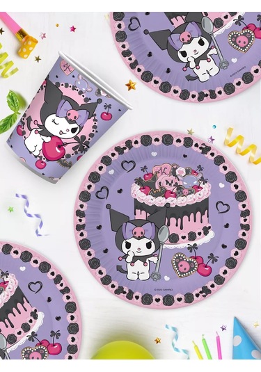 Nd Plej Tek Kullanımlık Mutfak Seti, Kuromi Vişne, Tabak Ve Bardaklar 188365216 25