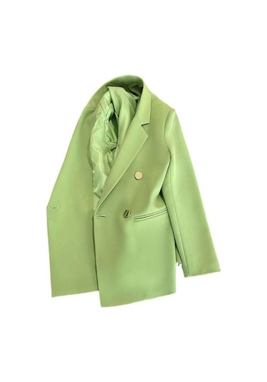 İlkbahar Sonbahar Takım Elbise Ceket Yaka Uzun Kollu Çift Sıralı Takım Elbise Ceket İle Yeşil