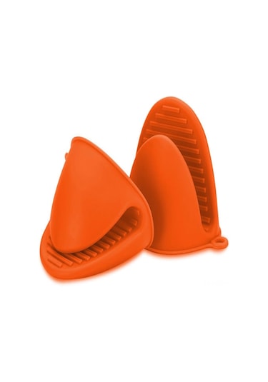 Yunboo Turuncu Silikon Fırın Eldiveni 2'li Set - Isı Dayanıklı Kaymaz Önleyici Mutfak Tencere Kapak Isı Koruyucu