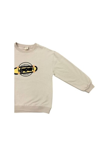 Erkek Çocuk London İşlemeli Sweatshirt-14233 Taş