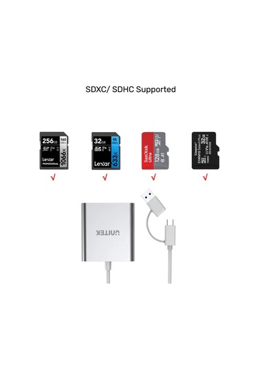 Unıtek Usb-c Kart Okuyucu Sd/cf/mıcrosd Y-9313d