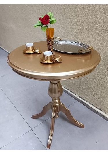 Fiskos Sehpa Eko 90503 Baba 4ayak 65 Cm Hareketli Mdf Tabla Parlak Gold El Yapım