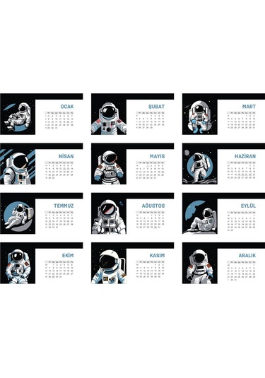 Astronot Temalı Poster Masaüstü Takvimi-2221