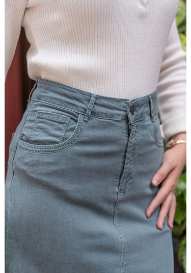 Ara Boy Likralı Gabardin Etek Mavi