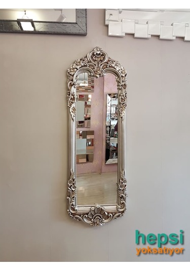 Klasik Model Gümüş Renk Varaklı Boy Aynası Gümüş