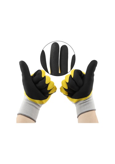 Mufunye Ergonomik Taşınabilir İş Eldiveni - Nemi Emici Pamuklu, Kaymazsız Yastık Deseniyle Bahçe, Ziraat Ve Bakım Çalışmaları İçin Sarı