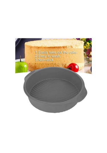 Ximistore9 9 İnç Yuvarlak Silikon Kek Kalıbı Gri - Yüksek Sıcaklık Dayanıklı, Kolay Çıkarım, Dalgalı Taban Deseni Gri