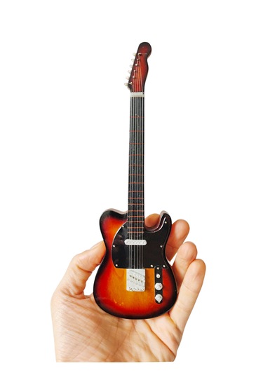 El Yapımı 1/4 Ölçek Minyatür Gitar Fender Telecaster Yellowburst