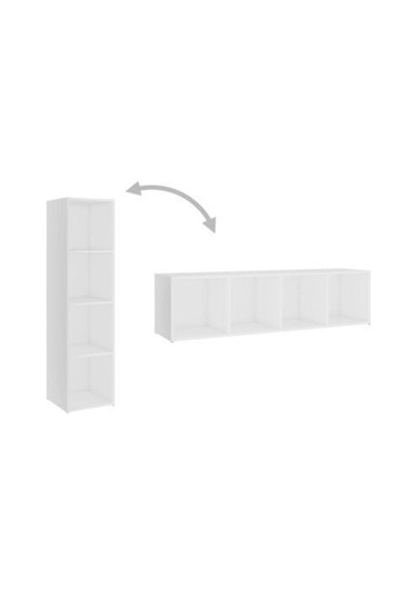 Tdesıgno Ezgi Televizyon Sehpası - Ünitesi -kitaplık-beyaz 144 Cm 4 Raflı Beyaz